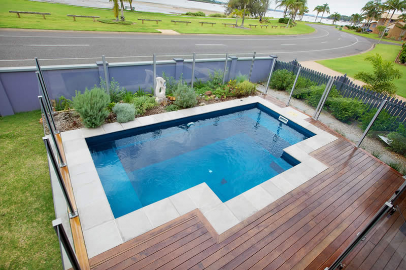 Fibreglass Pool Masterbuilt Range with Decking. Nirvana in Dark Turquoise