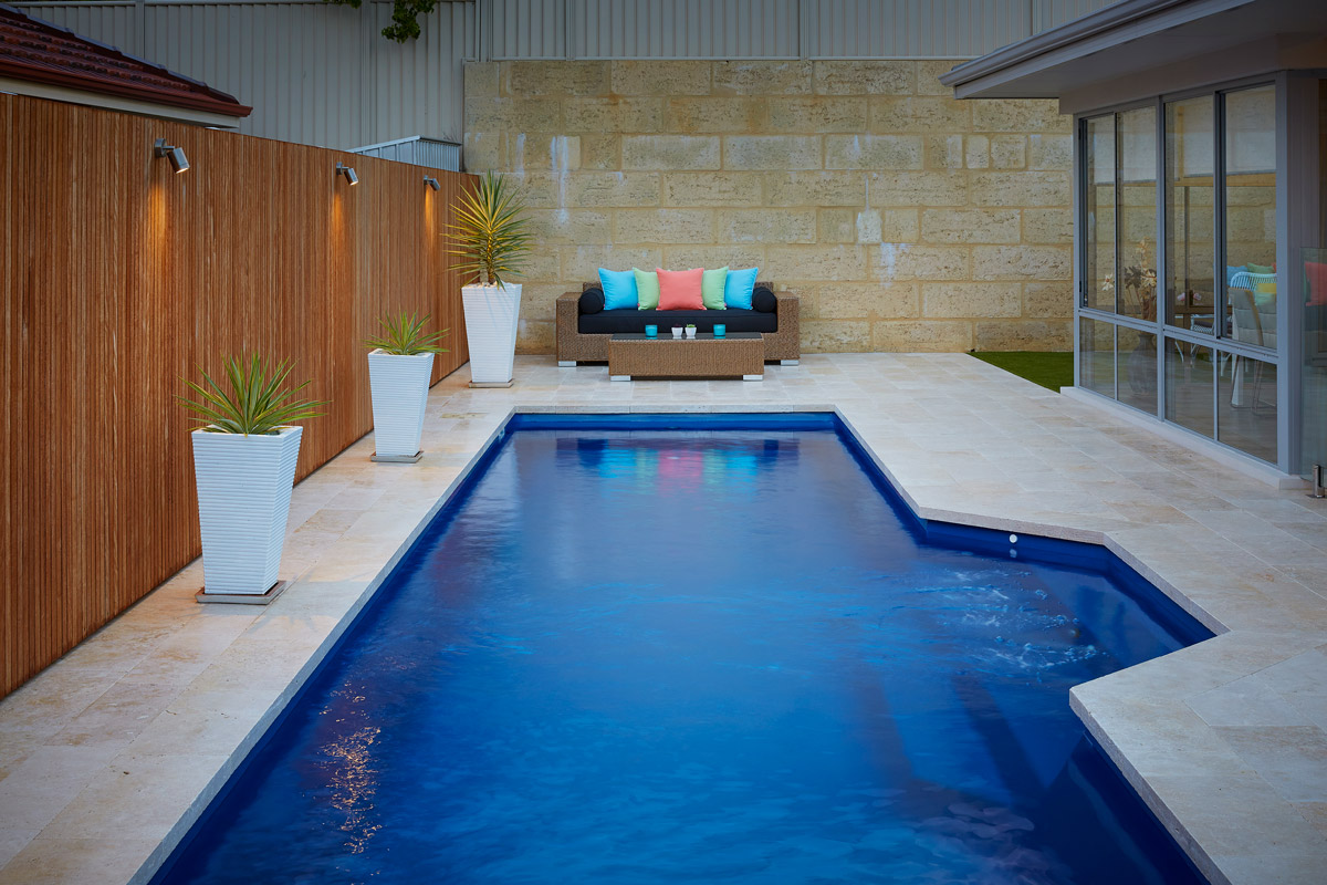 completed projects 12m lap fibreglass pool and landscaping with step down