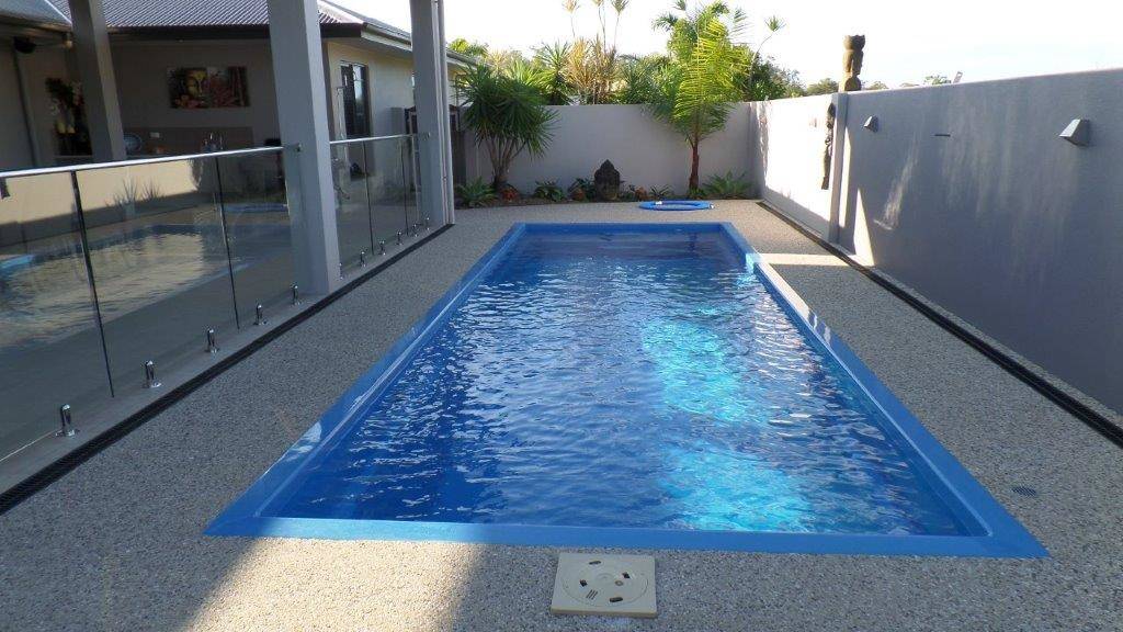 Masterbuilt fibreglass pool avanti range colour light blue shimmer